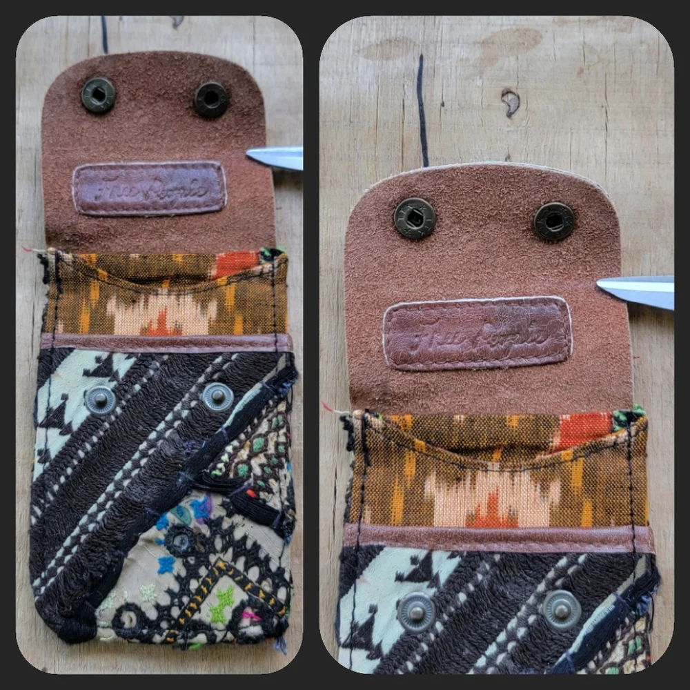 🎱🔮 Free People Boho Embroidered Repurposed vtg banjara hippie Wallet card case - Picture 3 of 16